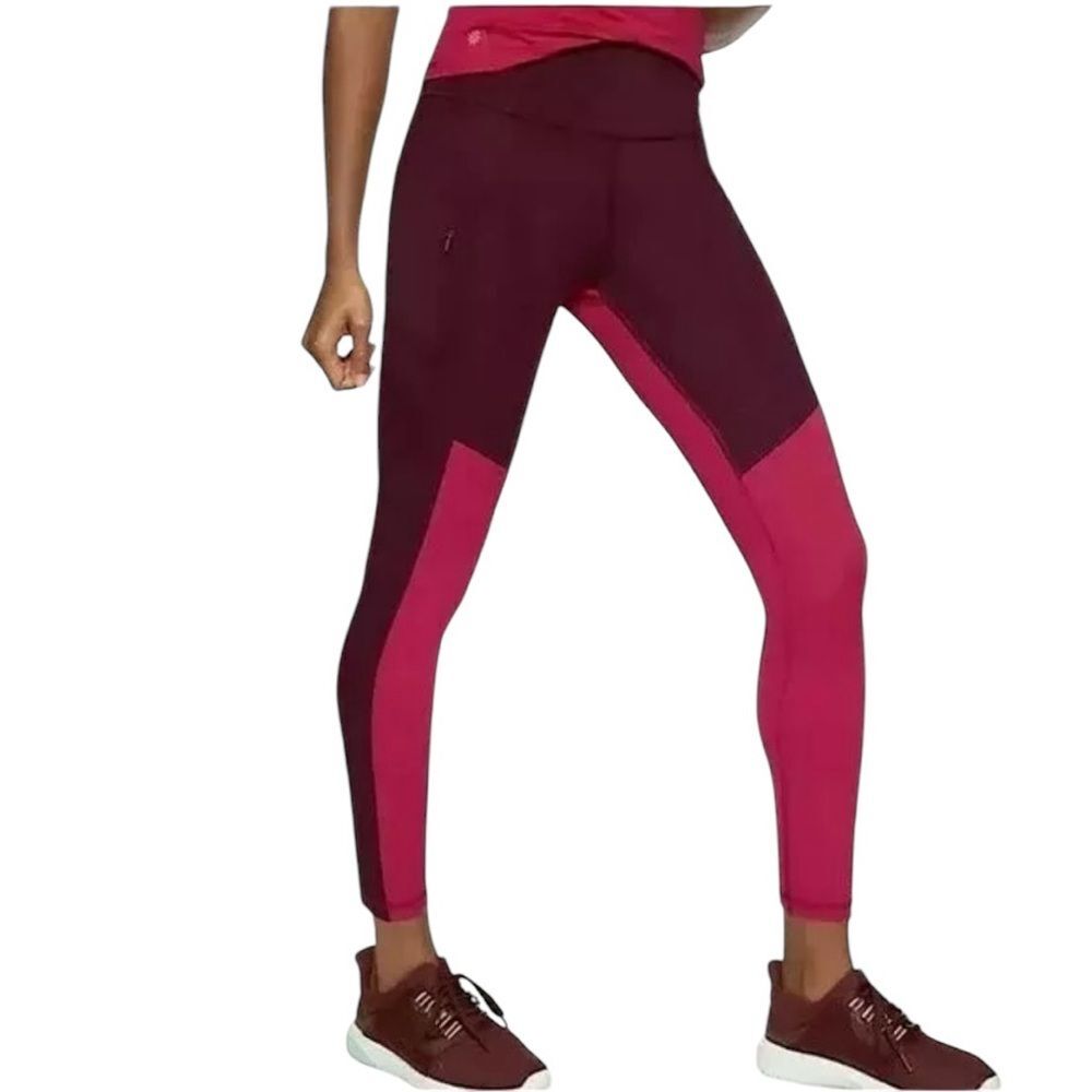 Athleta All In Structure Colorblock Exercise Leggings Women Medium Maroon